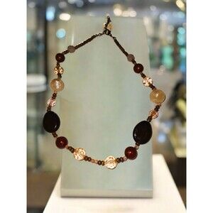 Brown and Tan Beaded Necklace